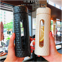 ins Simple and fresh forest department Red flower tea cup creative high temperature resistant and anti-scalding glass water cup portable female