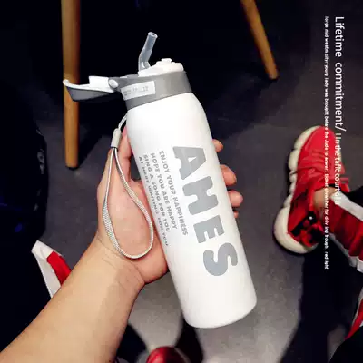 Straw thermos cup adult creative Harajuku wind Net red thermos cup children Nordic ins simple portable water cup men