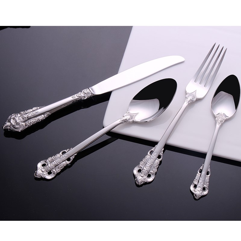 Thinking mans Nordic costly carve patterns or designs on woodwork restoring ancient ways is ecru palace 304 stainless steel knife and fork spoon, coffee spoon, west tableware four pieces