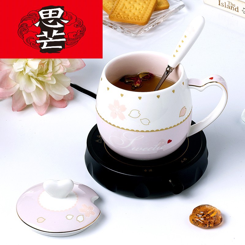 Water glass ceramic creative thinking mans office couples mark cup with cover spoon, lovely coffee cup move ipads porcelain cattle