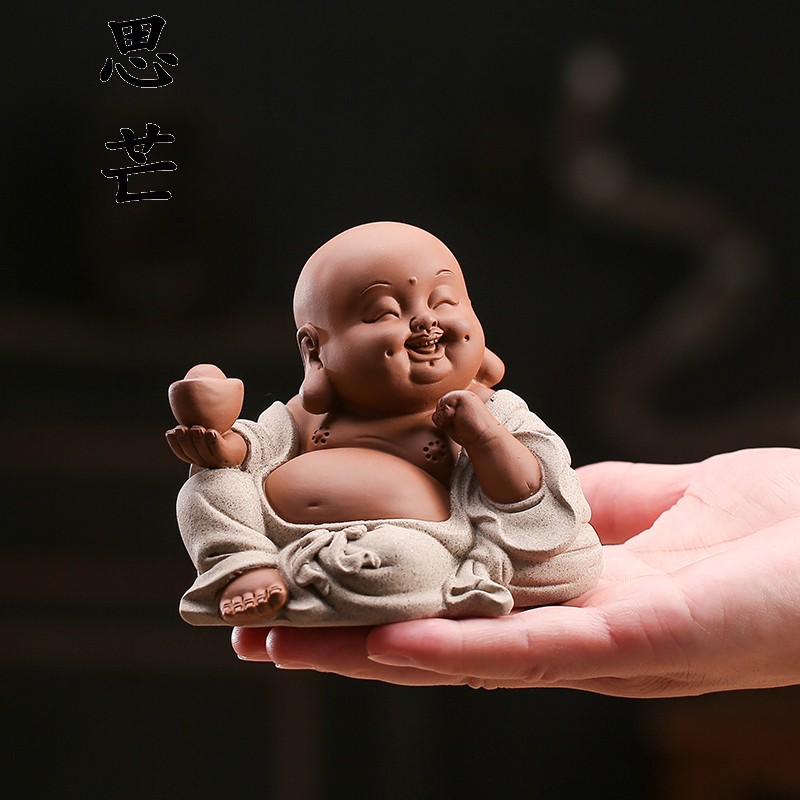 Tea spotting piece boutique upscale purple sand Mille Buddha's creative laughing Buddha can raise cute tea to play tea ceremony accessories-Taobao
