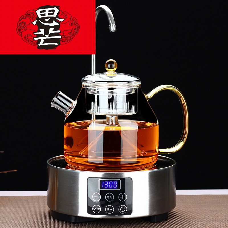 Thinking mans full glass tea steamer cooking pot with automatic water on water and electricity steam TaoLu heat - resistant glass teapot