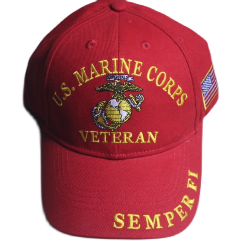 Military style US Marine Corps USMC cotton exquisite embroidery dome short brim baseball cap collection of sizes