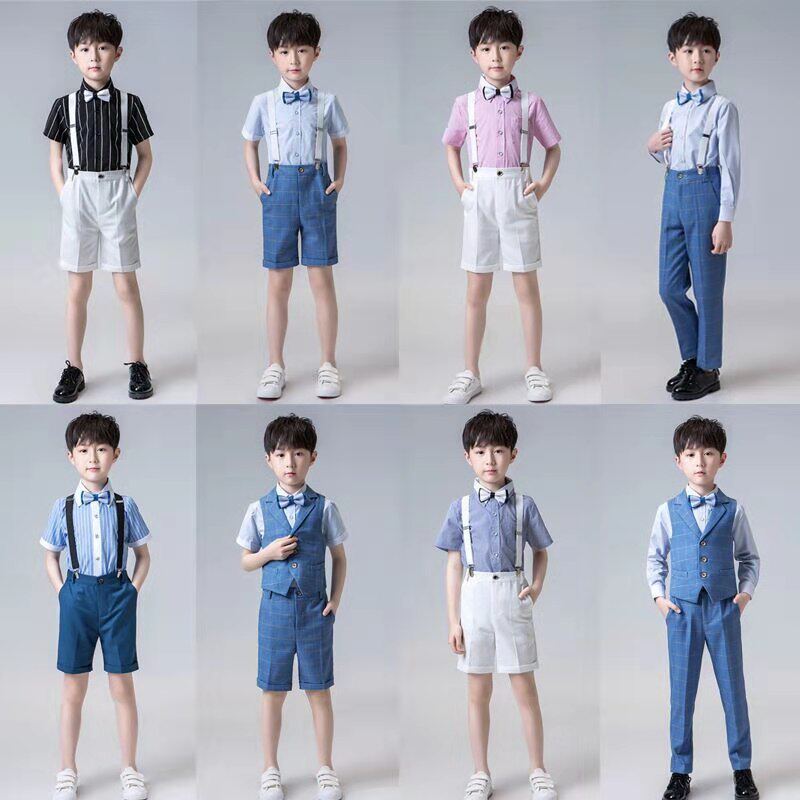 Boy's dress summer children's suit suit six one host piano performance boy handsome British small suit