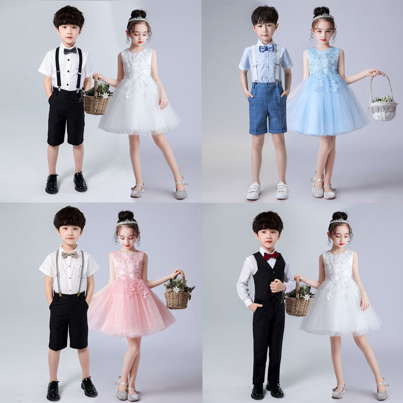 Boy gown suit children Western-style summer male girl acting out of Inn Wind Shuai Flowers Fairy suits