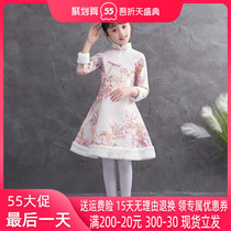 Childrens Lunar New Year Qipao Autumn Winter 2019 Girls Spring Festival Tang Dress Foreign Air Year Dress DRESS PLUS SUEDE THICKENED AUTUMN AND WINTER