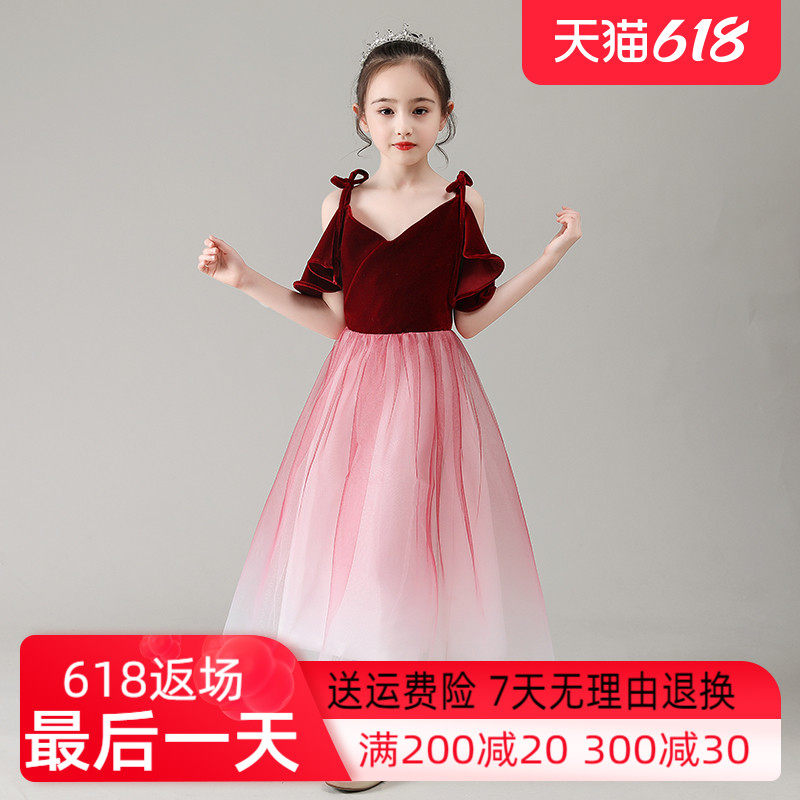 Flower Boy Gown Girl Princess Dress Fluffy Dress Girl Foreign Pie Walk Show Wedding Dresses Children Host Piano