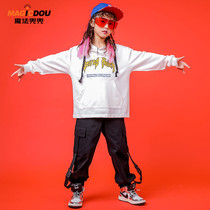 Childrens hip hop suit girl spring and autumn hip hop sweater children hiphop performance dress girl tide jazz dance