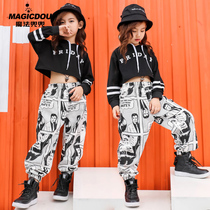 Childrens hip-hop suit girl jazz dance costume children hiphop catwalk comics pants hip-hop performance Mens tide