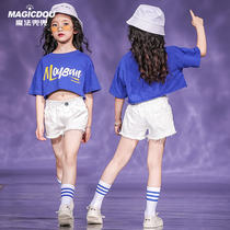 Girls hip-hop dance tide summer hip-hop jazz dance costumes childrens dance clothes girls practice clothes show fashion