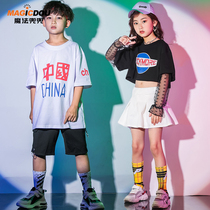 Childrens street dance suit handsome boy Summer Girl hip-hop jazz dance costume childrens catwalk costume