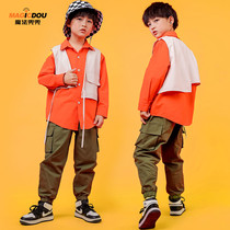 Childrens Street Dance Set Boys and Childrens Performance Clothes Hip-hop Girls Summer Loose Shirt Tide Jazz Dance Costume