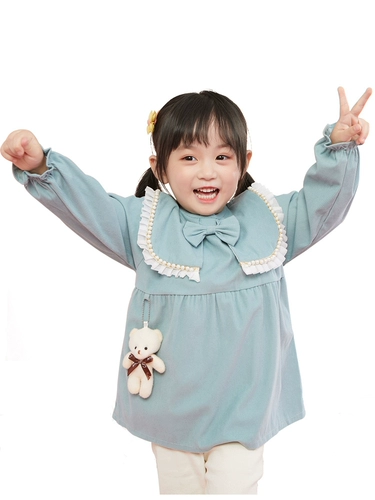 Детский фартук для девочек для еды, водонепроницаемый демисезонный наряд маленькой принцессы, нагрудник, лонгслив, анти-грязь, в западном стиле