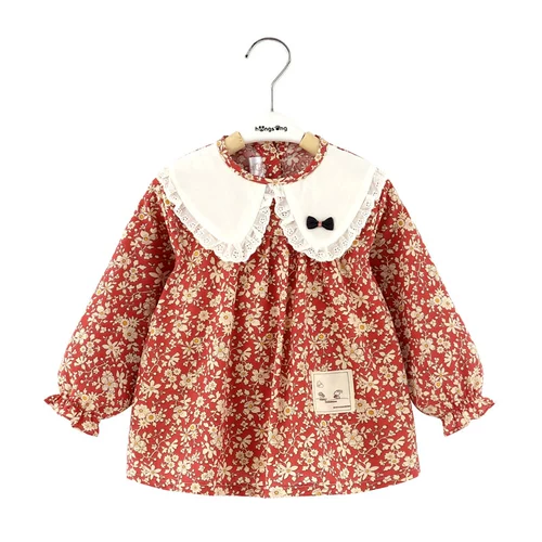 Детский нагрудник, тонкое детское термобелье, водонепроницаемый лонгслив для еды для девочек, наряд маленькой принцессы, фартук, осенний, сзади на завязках