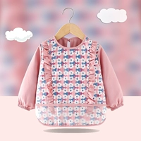 Лонгслив, розовый нагрудник, в цветочек