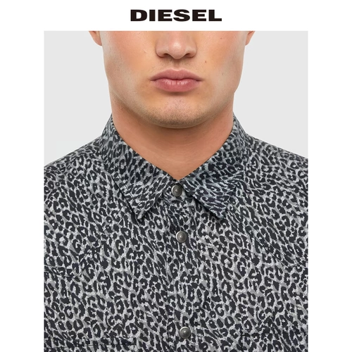 Diesel Мужская леопардовая тенденция досуга досуг с длинной рубашкой A007410Wazq