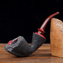 Heather sandblasted water ripple cavity handmade puffer fish pipe red ridge mens old-fashioned solid wood smoke bag pot