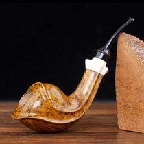 Heather light-colored flame pattern large handmade tulip cigarette bucket black ridge mens old-fashioned solid wood cigarette bag pot