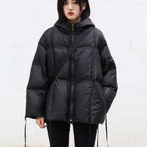 Yinmachi 90 white duck suede 2021 Winter new black Lianhood down clothes lady dress with wind bread jacket jacket