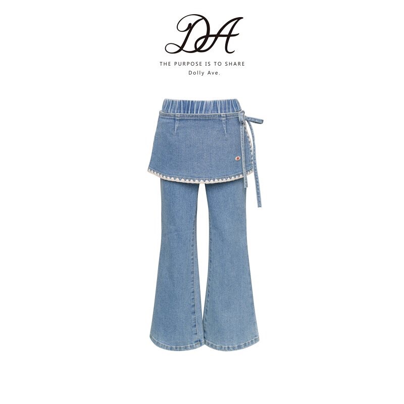Dolly Ave Girls Series】Butt-Flap Denim Designer Style Detachable Butt-Flap Bootcut Jeans for Girls