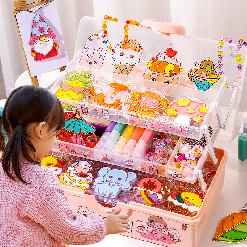 Children Free Baking Glue Painting Crystal Drop Glue Toasted Glue Painting Free Painting Glue Girl Handmade Diylen Toy Girls Fort 6-Taobao