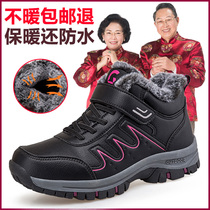 Elderly shoes Womens non-slip soft bottom waterproof autumn and winter 46 yards thick Sports Plus velvet leisure middle-aged fitness cotton shoes