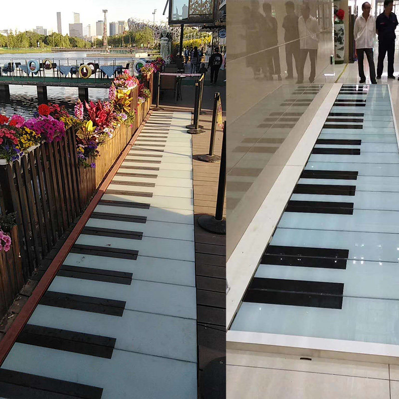 Led gravity sensing piano ground induction lamp Interactive mesh Red music Floor Lamp Intelligent Stairway Steps Square