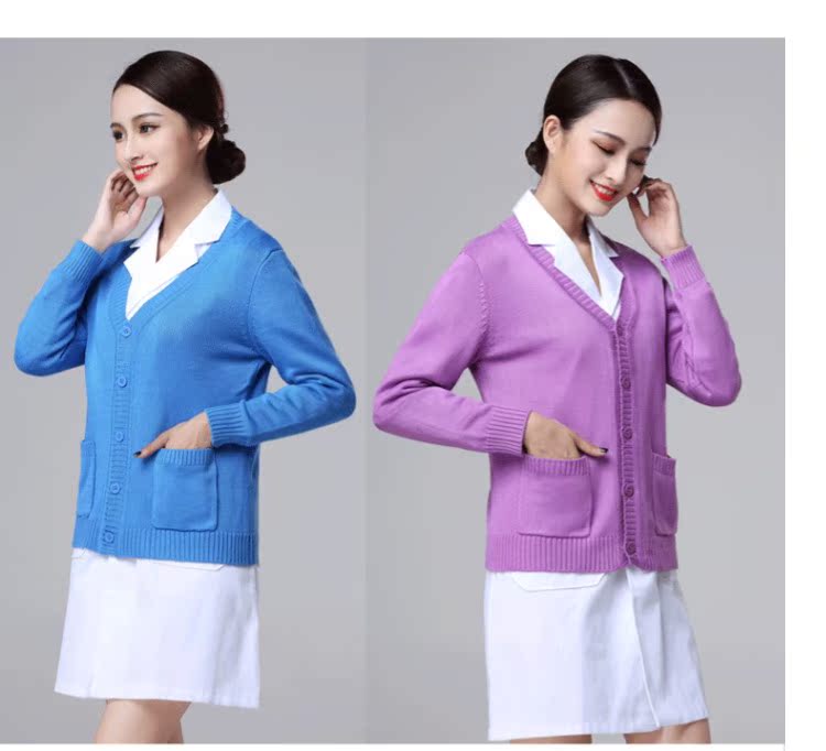 Áo len nữ y tá Áo khoác nữ cộng với nhung mùa đông xanh hoang dã mặc ngoài áo len dệt kim Nightingale - Bộ đồ những kiểu đồ bộ may đẹp