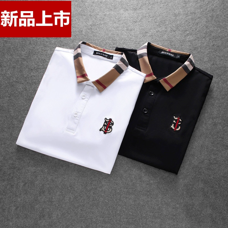 20 áo thun mùa xuân và mùa hè thêu áo thun nam tay ngắn cotton cotton mỏng phù hợp với áo sơ mi Polo thương hiệu thời trang châu Âu cộng với size quần áo nam - Polo