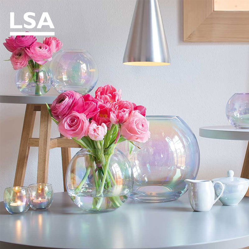 British LSA Pearl Pearl Rainbow Teardrop Glass Vase Nordic Transparent Gradient Flower Arrangement Flower Living Room