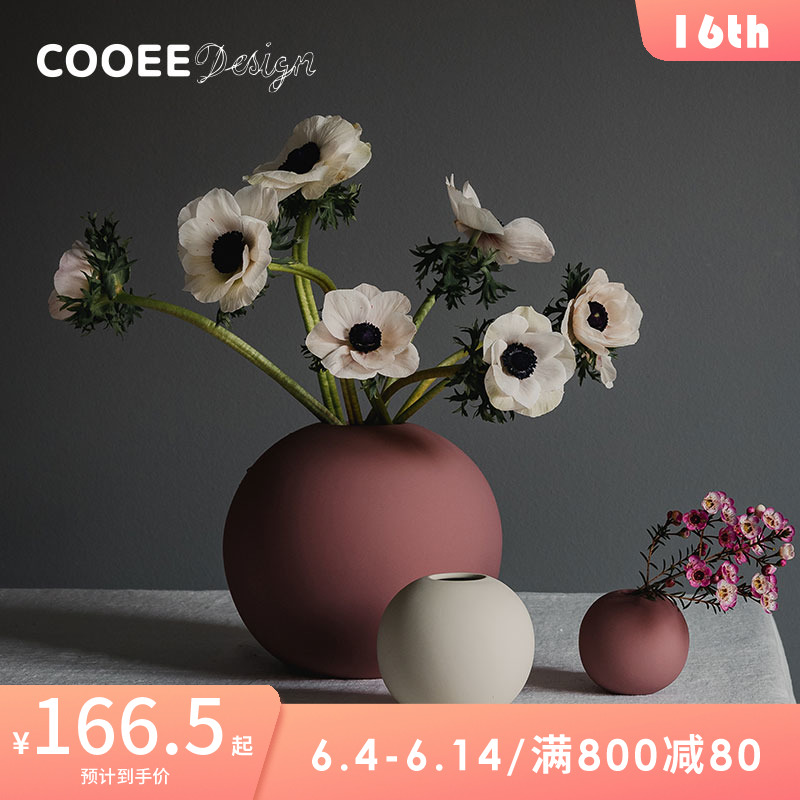 Swedish Cooee Design Morandi colour spherical vase ceramic pendulum decoration Nordic Living room floral flower arranger