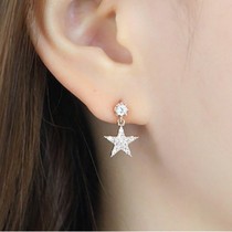 Personality stud earrings womens diamond-set short earrings fashion star ear jewelry temperament simple five-pointed star drop earrings 