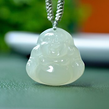 Natural hetian jade qingshui jade big belly buddha pendant