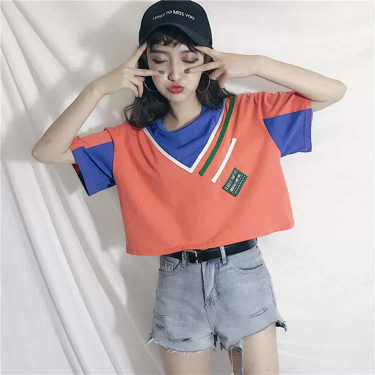 Женская футболка с коротким рукавом, короткий топ, стиль группы Hot Girls Hyuna, женская одежда, джазовые танцы, джаз, пупок, одежда