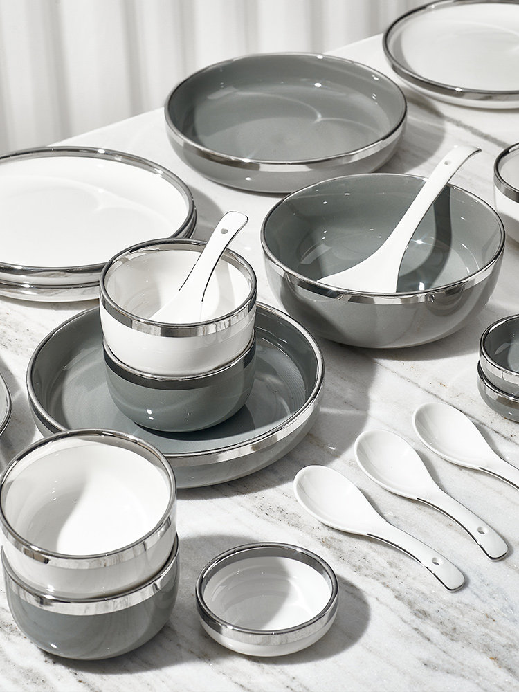 Light Luxury Bowl and Plate Set for Home Use, 2025 New Model Bowl and Chopsticks Set, Bowl and Plate Set Combination, Housewarming High-End Tableware