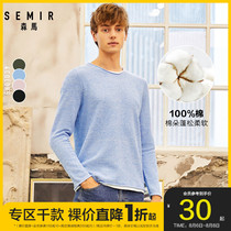 Clearance Senma autumn blue sweater mens thin sweater bottoming sweater round neck long sleeve top trend Japanese