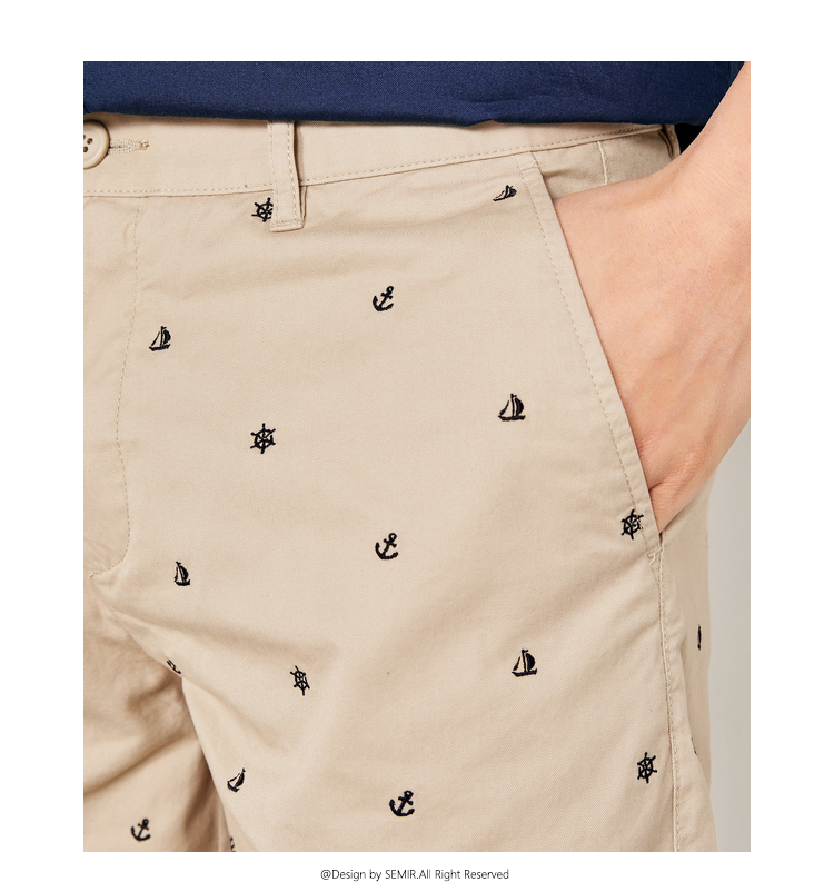 Senma quần short nam mùa hè quần short cotton mới Hồng Kông gió quần nam đẹp trai quần năm quần nam - Crop Jeans quần lửng nam