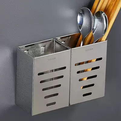 2020 Chopsticks tube wall-mounted kitchen chopsticks cage chopsticks spoon household non-perforated stainless steel storage rack storage box
