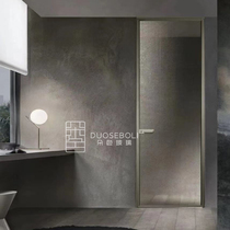 Custom minimalist black titanium magnesium alloy narrow side swing door tempered wire art glass clip wire glass screen