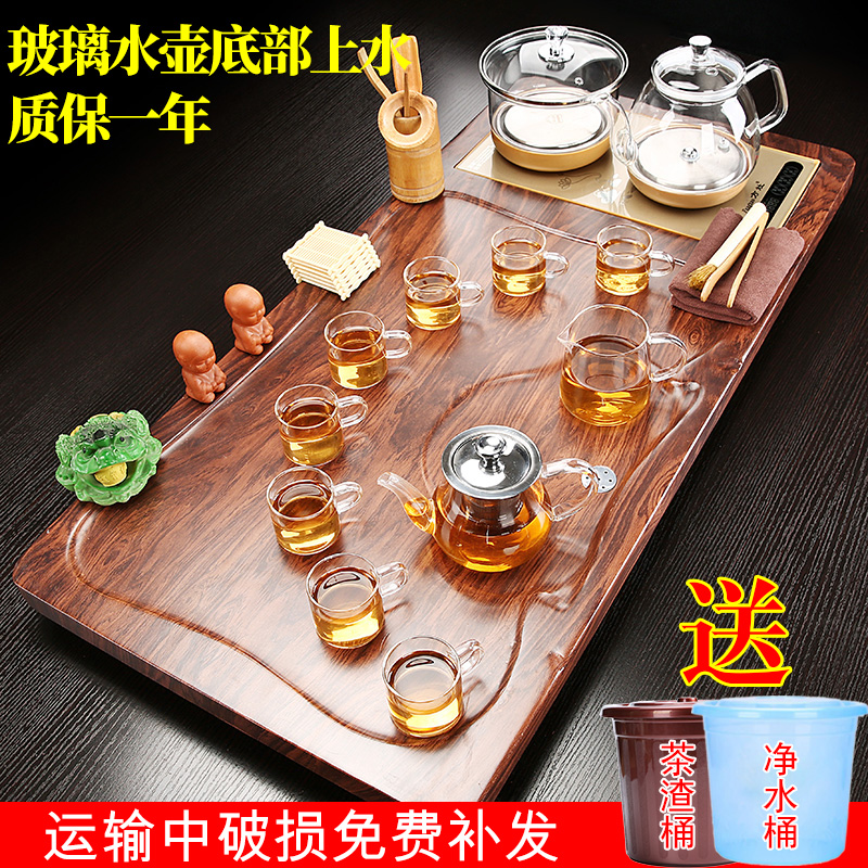 Fully automatic glass bottom on the water induction stove tea table tea tray tea set home kung fu tea set solid wood set