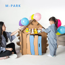 Childrens carton dollhouse Cardboard big house Castle handmade DIY assembly Coloring hut Parent-child disassembly and assembly