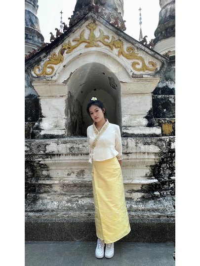 Dai Ethnic Clothing for Women, Traditional Xishuangbanna Daily Embroidered Hollow-Out Art Exam Workwear, Summer Thin Dai Skirt Set