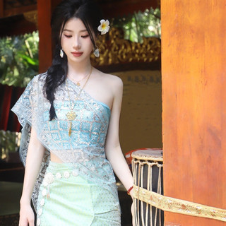 不掉粉新款西双版纳傣族民族女款泰式套装大码工作服摄影旅拍表演