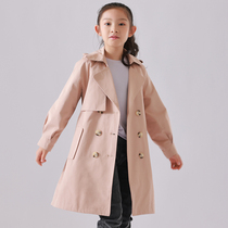 Girls windbreaker coat childrens length 2021 new spring and autumn childrens foreign style English tide