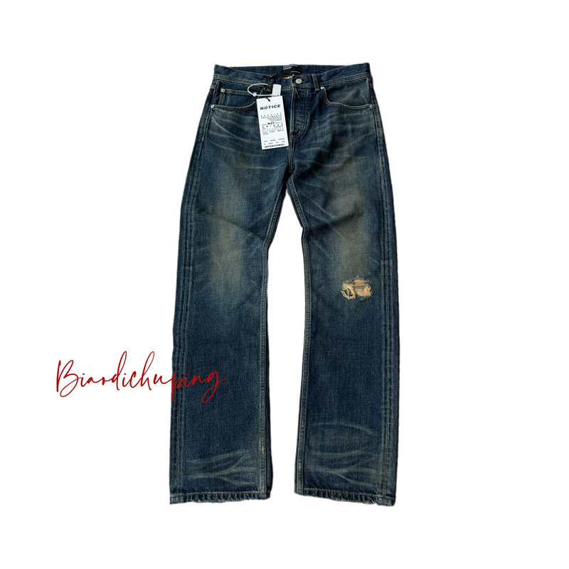 Cousin Erd Produces a Melancholic, Washed-Out, Distressed, Vintage-Style Blue Straight-Leg Jeans for the Wealthy Second-Generation