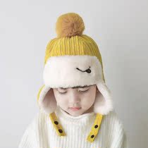 Baby Lei Feng hat Autumn and winter men plus velvet thickened warm sleeve head wind protection ear protection one-piece hat girl childrens hat tide