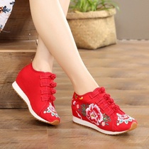 Embroidered shoes cloth shoes Beijing womens travel shoes increased national style middle-aged mother shoes casual dancing shoes