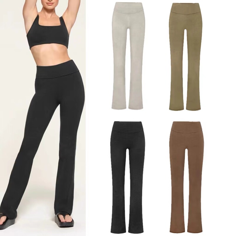 Skims Kardashian Outdoor Foldover Leggings High-Waisted Casual Pants Slimming and Versatile