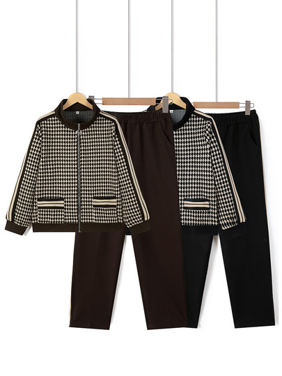 Middle-Aged Mother's Spring Outfit Set, Stylish Jacket Top, Middle-Aged and Elderly Women's Autumn Fashion Casual Sportswear Two-Piece Set