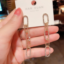 Korean personal creative chain inlaid drilling earrings women 2022 new net inflatable earrings 925 silver needle earrings